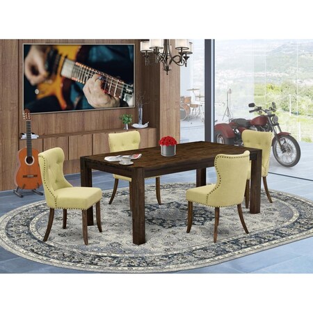 East West Furniture 5 Piece Lismore Dining Table Set - Distressed Jacobean LMSI5-77-37